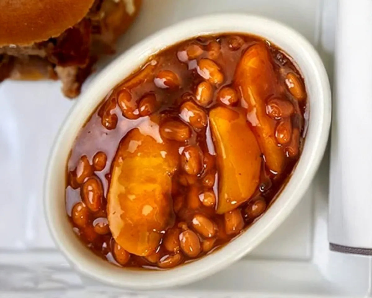 Smoked Peach Chipotle Baked Beans