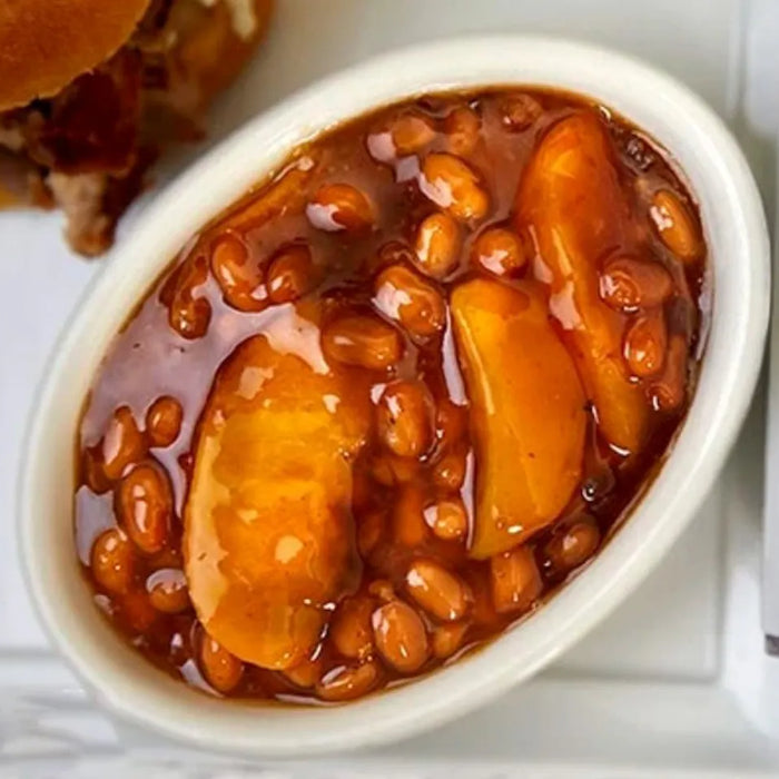 Smoked Peach Chipotle Baked Beans
