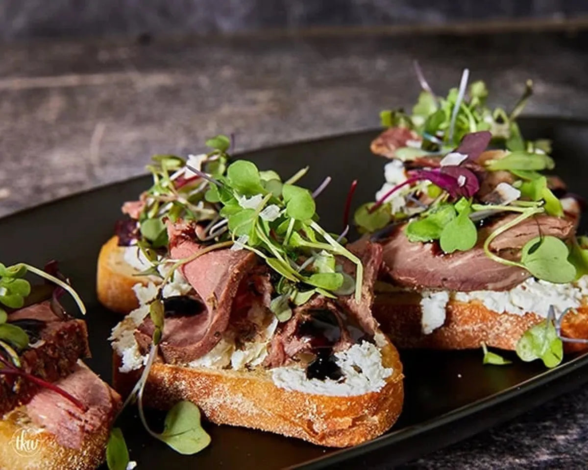 Smoked Picanha with Goat Cheese Crostini