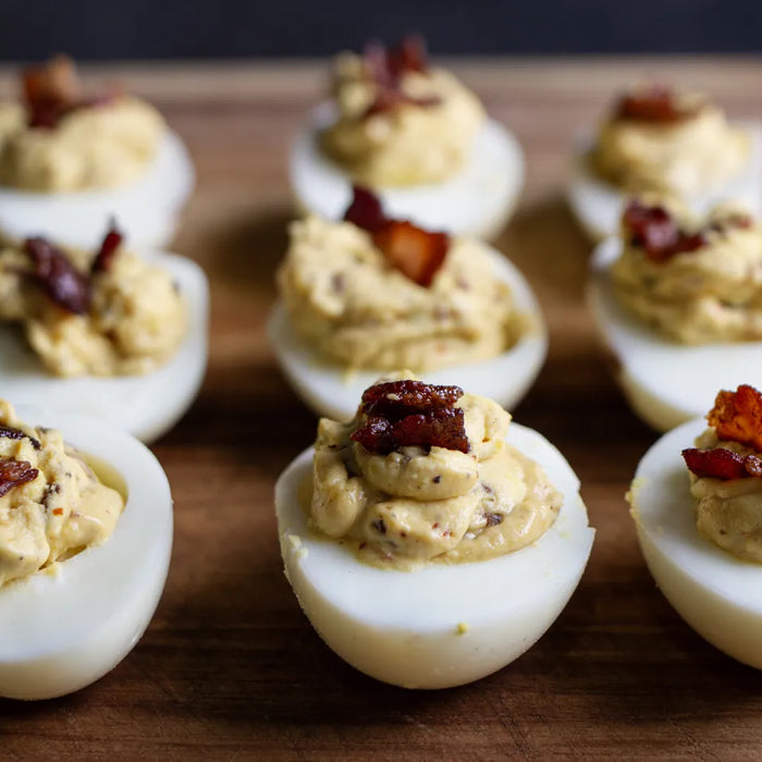 Smoked Deviled Eggs with Bacon